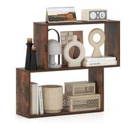 Gainoom 3-Tier Brown Geometric Bookshelf Freestanding Wooden Bookcase With 2 Cubic Compartments