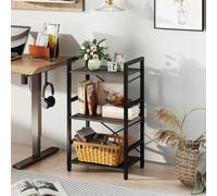 Gainoom 3-Tier Industrial Grey Bookshelf 42 Cm Width Wooden Open Bookcase With Metal Frame