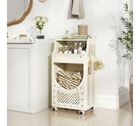 Gainoom 3-Tier Laundry Cart Folding Laundry Hamper Space-Saving Rolling Utility Cart With Lockable Wheels