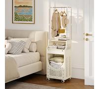 Gainoom 3-Tier Laundry Cart With Hanging Bar Folding Laundry Hamper With Lockable Wheels