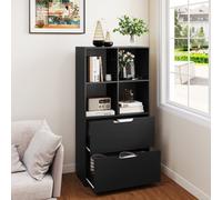 Gainoom 4-Cube Black Bookcase 130Cm 5-Tier Tall Freestanding Bookshelf Modern Open Cube Display Rack