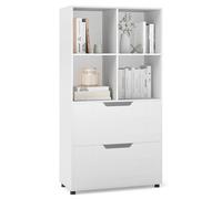 Gainoom 4-Cube Bookcase 130Cm 5-Tier Tall Freestanding Bookshelf With 2 Drawers