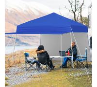 Gainoom 430X280Cm Pop Up Canopy Tent Blue Easy Setup Outdoor Sun Shelter W/ 2 Sidewalls
