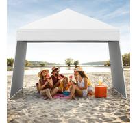 Gainoom 430X280Cm Pop Up Canopy Tent White Easy Setup Outdoor Sun Shelter W/ 2 Sidewalls