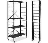 Gainoom 5 Tier Black Folding Storage Shelves Adjustable Detachable Diy Storage Rack