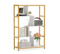 Gainoom 5-Tier Bookshelf 8-Shelf Industrial Bookcase 121.5 Cm Vintage Freestanding Shelving Unit Plant Display Stand White