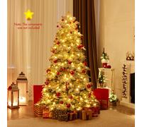 Gainoom 6 Ft Artificial Christmas Tree Hinged Snow Flocked Xmas Tree W/ 616 Mixed Branch Tips