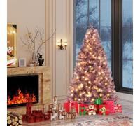 Gainoom 6 Ft Artificial Xmas Tree Purple Hinged Christmas Tree W/ 688 Branch Tips & 250 Warm White Led Lights & 8 Lighting Modes