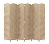 Gainoom 6-Panel Room Divider Tall Folding Privacy Screen Fully Assembled Partition Screen Beige