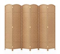 Gainoom 6-Panel Room Divider Tall Folding Privacy Screen Fully Assembled Partition Screen Natural