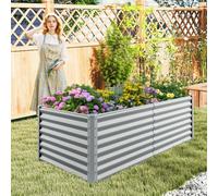 Gainoom 60 Cm Raised Grey Bed Elevated Garden Planter Outdoor Metal Planter Box