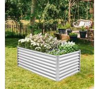 Gainoom 60 Cm Raised Silver Bed Elevated Garden Planter Outdoor Metal Planter Box