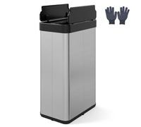 Gainoom 60L Sliver Trash Can With Wing Lids Infrared Motion Sensor Garbage Can Slim Automatic Touchless Waste Bin