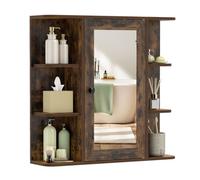 Gainoom Bathroom Wall Cabinet Brown With Mirror Modern Wall Mounted Medicine Cabinet W/3 Internal Shelves