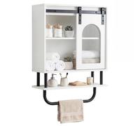Gainoom Bathroom Wall Cabinet Farmhouse Medicine Cabinet With Sliding Barn Door & Metal Hanging Bar