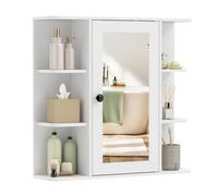 Gainoom Bathroom Wall Cabinet White With Mirror Modern Wall Mounted Medicine Cabinet W/3 Internal Shelves