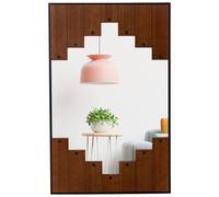 Gainoom Black Makeup Vanity Mirror Piano Key-Shaped Framed Decoration Rectangle Wall Mirror