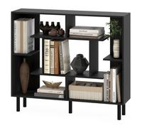 Gainoom Black Open Bookshelf Modern Geometric Bookcase Freestanding With Anti-Tipping Devices
