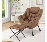 Gainoom Blue Lazy Chair With Ottoman Modern Leisure Reading Chair Lounge Chair With Pillow