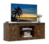 Gainoom Brown Farmhouse Tv Stand For 70Inch Tvs 150 Cm Long Media Console Cabinet