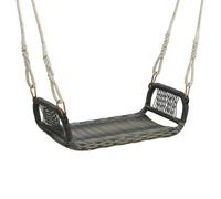 Gainoom Brown Patio Swing Bench Backless Rattan Woven Patio Wicker W/ Hanging Ropes