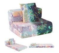 Gainoom Colorful Glow In The Dark Kids Couch 3-In-1 Fold Out Sofa Bed With Washable Zippered Covers & Extra Pillow