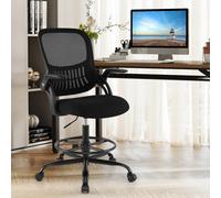 Gainoom Drafting Chair Tall Mesh Swivel Task Chair With Flip Up Armrests & Adjustable Footrest Ring