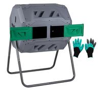 Gainoom Dual Chamber Compost Tumbler 160L High Volume Compost Bin For Garden Kitchen Yard Waste