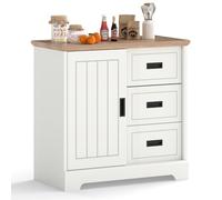 Gainoom Farmhouse Ivory Sideboard Buffet Cabinet Kitchen Storage Cabinet