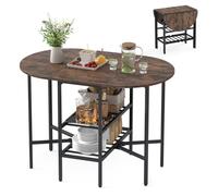 Gainoom Folding Dining Table Oval Dining Table With 2 Folding Side Panels For 4 People