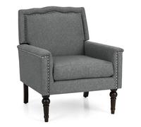 Gainoom Grey Mid-Century Home Modern Armchair Linen Fabric Upholstered Accent Chair