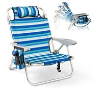 Gainoom Heavy-Duty Folding Beach Chair Aluminum Frame With Cooler Bag For Camping Lawn