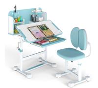 Gainoom Kid's Blue Study Desk & Chair Set Height-Adjustable Children Study Desk