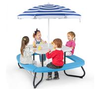 Gainoom Kids Picnic Table White Hdpe Outdoor Table W/height Adjustable Umbrella