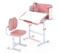 Gainoom Kid's Pink Study Desk & Chair Set Height-Adjustable Children Study Desk