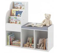 Gainoom Kids Reading Nook With Bench Wooden Toddler Bookcase Corner Toy Storage Organizer