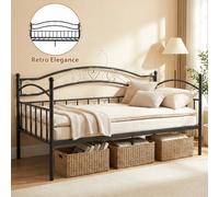 Gainoom Metal Black Daybed Frame Single Size Sofa Bed Platform Bed Mattress Foundation With Classic Headboard