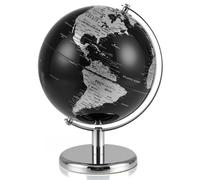 Gainoom Metallic Black World Globe 20Cm Silver Rotating Earth Globe W/ Metal Stand