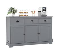 Gainoom Modern Grey Buffet Sideboard 136Cm Storage Cabinet With 3 Drawers Grey