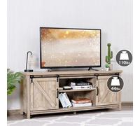 Gainoom Modern Grey Tv Cabinet For 60-Inch Tv Wooden Media Storage Shelves Organizer Stand