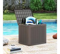 Gainoom Outdoor Brown Storage Box 96L Deck Box Waterproof Small Storage Bin With Lockable Lid