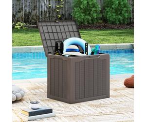 Gainoom Outdoor Brown Storage Box 96L Deck Box Waterproof Small Storage Bin With Lockable Lid