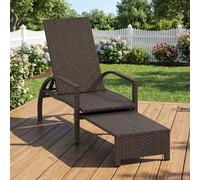 Gainoom Outdoor Chaise Lounge Chair Patio Wicker Chaise Lounger With 6-Position Adjustable Backrest