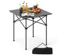 Gainoom Outdoor Folding Black Camping Table Portable Aluminum Roll Up Table 4-Person Lightweight Folding Square Table