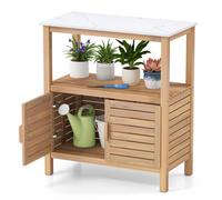 Gainoom Outdoor Potting Bench Garden Potting Table With Resin Tabletop