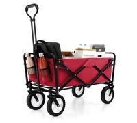 Gainoom Outdoor Red Collapsible Folding Utility Wagon Heavy Duty Camping Garden Cart