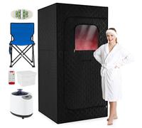 Gainoom Portable Black Steam Sauna Box Sauna Tent Personal Home Spa W/15-Level Temperature & Remote Control