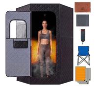 Gainoom Portable Far Infrared Sauna Box Full Body Sauna Tent Indoor Spa W/ Remote Control & Foldable Chair