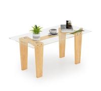 Gainoom Rectangle Coffee Table Modern Tempered Glass Top Accent Table Sofa Center Table