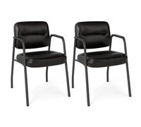 Gainoom Set Of 2 Brown Waiting Room Chair No Wheels Upholstered Pu Leather Conference Room Chairs